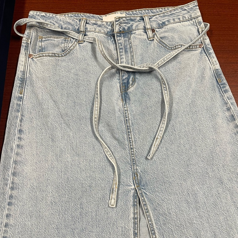 Habitual maxi length denim skirt raw edge hem size M
